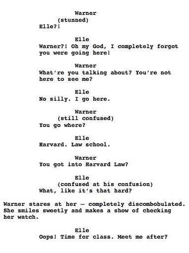 excerpt from Legally Blonde screenplay