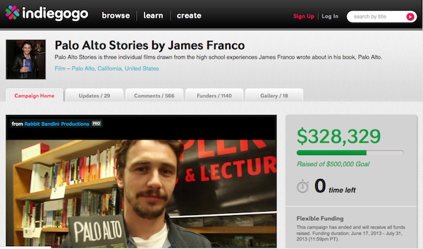 IndieGoGo Project by actor James Franco