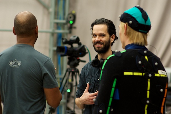 Neill Druckmann on set with the actors