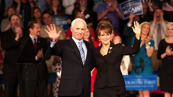 Ed Harris as John McCain and Julianne Moore as Sarah Palin in Danny Strong's Game Change