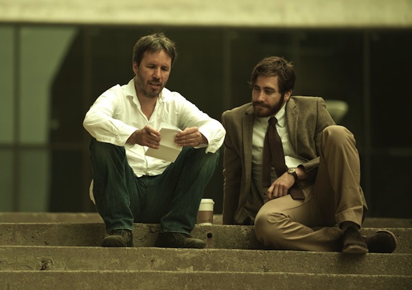 Director Denis Villeneuve with Jake Gyllenhaal on the set of Prisoners