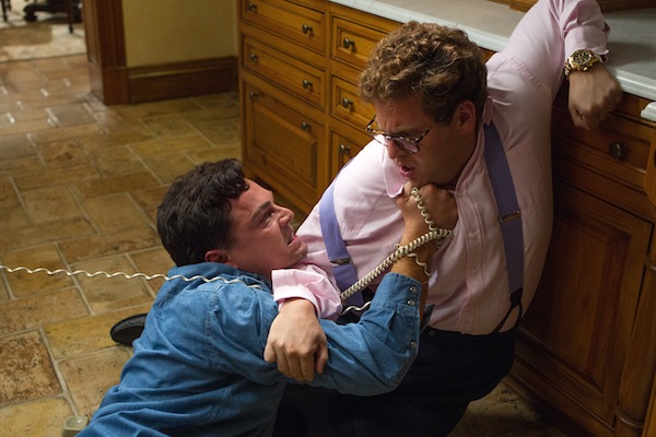 Leonardo DiCaprio as Jordan Belfort and Jonah Hill as Donnie Azoff in The Wolf of Wall Street