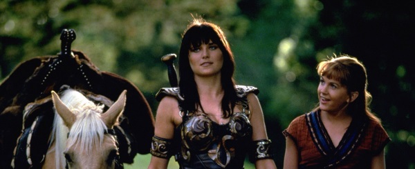 Lucy Lawless and Renee O'Connor in Xena: Warrior Princess