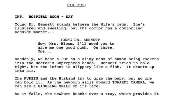 Section of Big Fish Screenplay