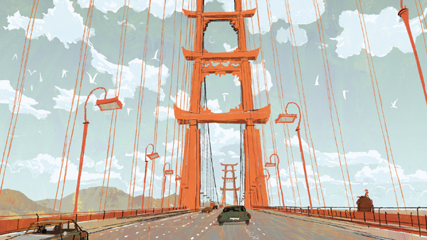 Concept art for the bridge to San Frantoyko