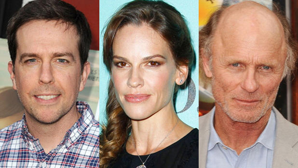 Ed Helms, Hilary Swank and Ed Harris, stars of the forthcoming television series The One Percent