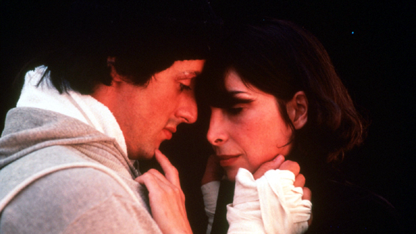 Sylvester Stallone as Rocky Balboa and Talia Shire as Adrian in Rocky