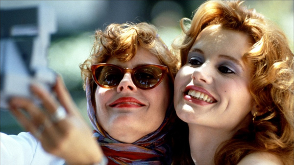 Susan Sarandon as Louise Sawyer and Geena Davis as Thelma in Thelma and Louise Susan Sarandon as Louise Sawyer and Geena Davis as Thelma in Thelma and Louise