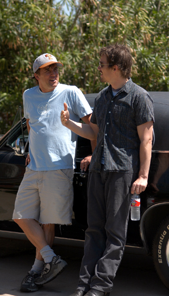 Richard Linklater on set with Ethan Hawke