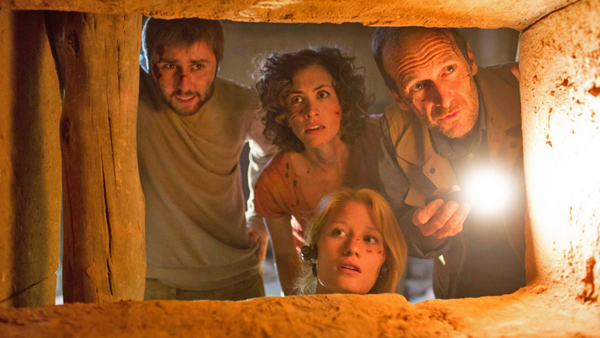 James Buckley as Fitzie, Christia-Marie Nicola as Sunni, Ashley Hinshaw as Nora and Denis O'Hare as Holden in Pyramid.