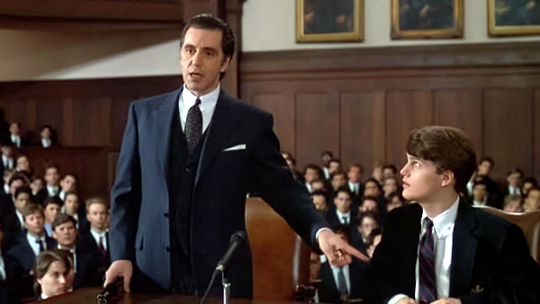 A great speech: Al Pacino as Lieutenant Colonel Frank Slade and Chris O'Donnell as Charlie Simms in Scent of a Woman