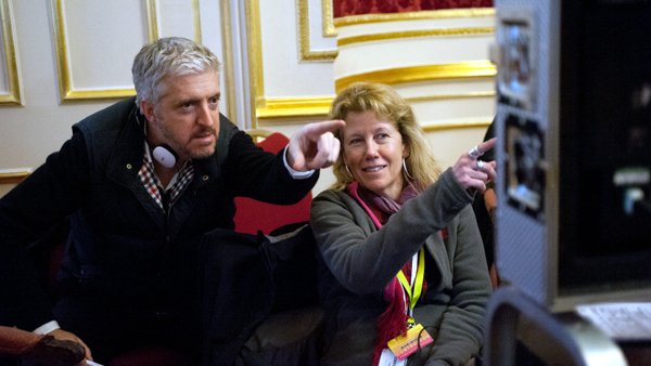 Anthony McCarten and producer Lisa Bruce on set