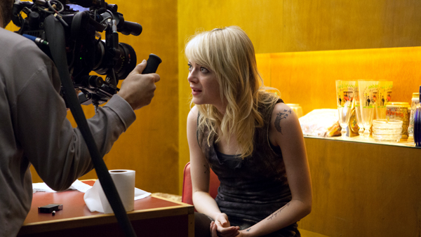 Emma Stone on the set of Birdman