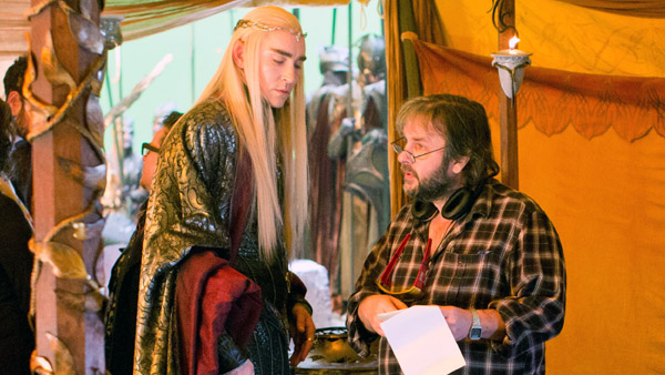 Lee Pace and director Peter Jackson on the set of The Hobbit: The Battle of the Five Armies