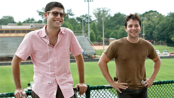 Michael H. Weber and Scott Neustadter on the set of The Spectacular Now