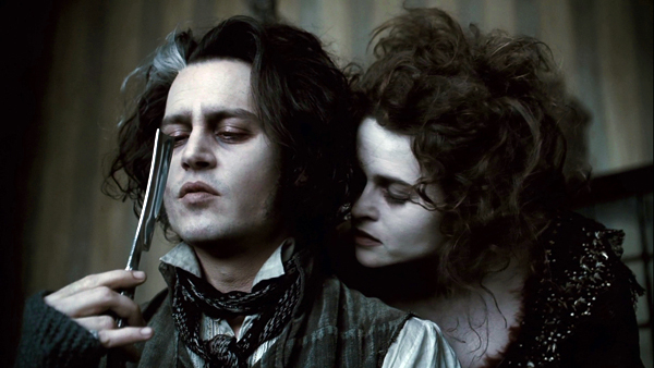 Johnny Depp as Sweeney Todd and Helena Bonham Carter as Mrs Lovett in Sweeney Todd: The Demon Barber of Fleet Street