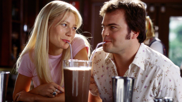 Gwyneth Paltrow as Rosemary and Jack Black as Hal in Shallow Hal
