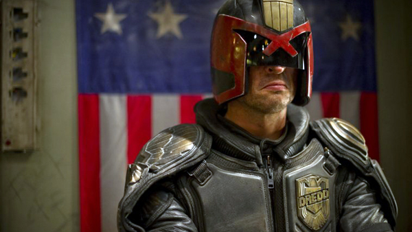 Karl Urban as Judge Dredd in Dredd