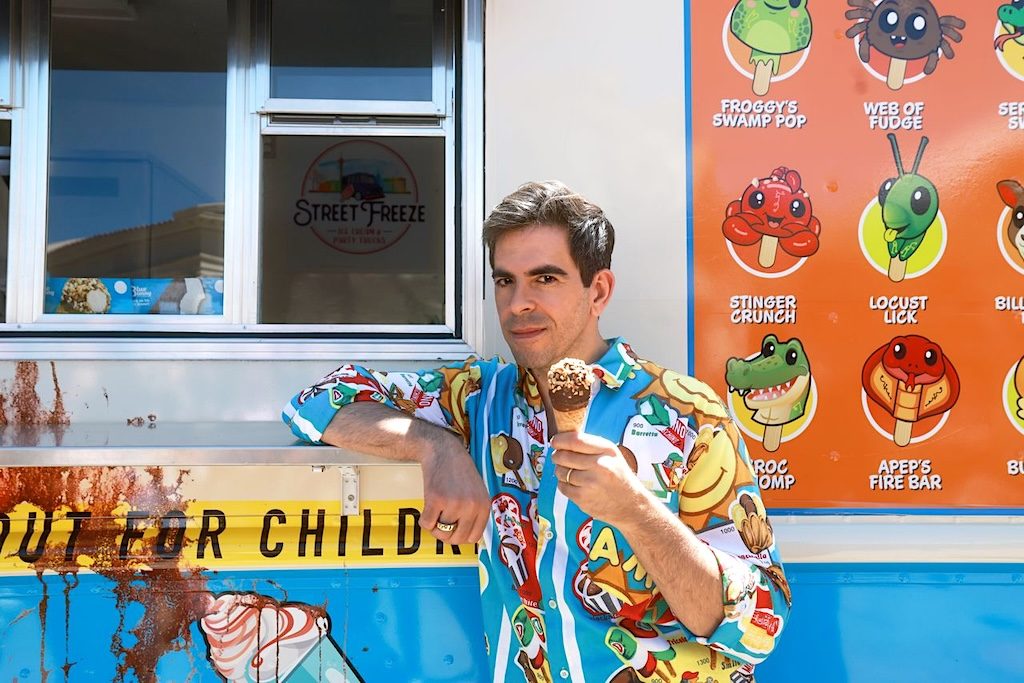 Eli Roth on set of Ice Cream Man