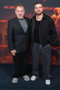Sam Raimi and Sebastien Vanicek at the Evil Dead Burn Fan Event.