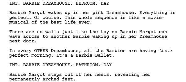 Excerpt from Barbie screenplay