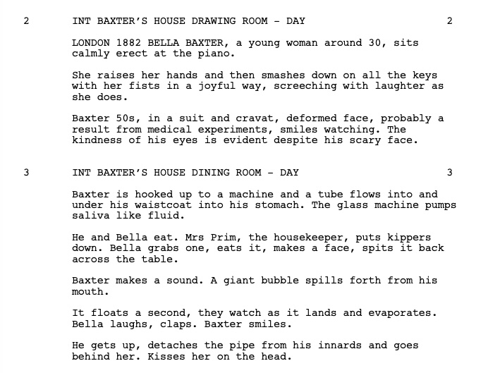 Excerpt from the script of Poor Things