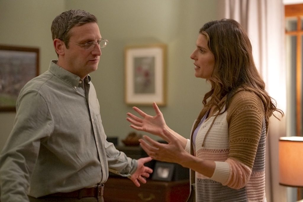 Tim Robinson and Lake Bell in The Chair Company on HBO