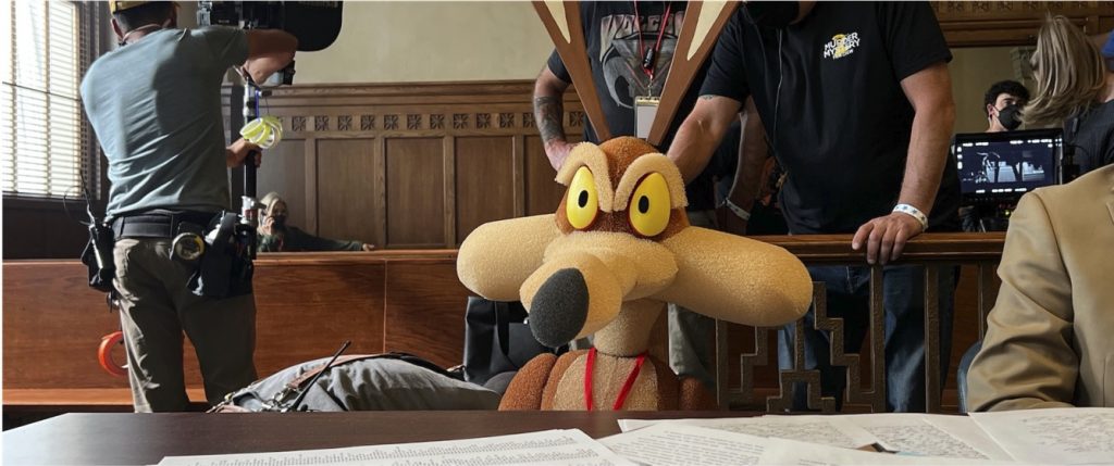 Puppet of Wile E. Coyote on the set of Coyote vs Acme