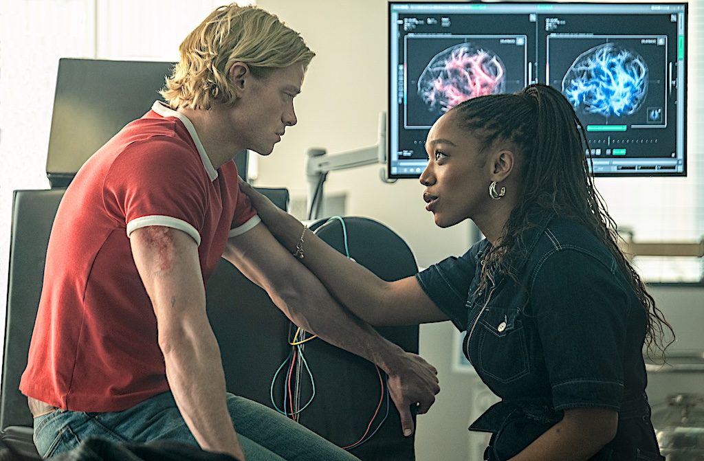 Tom Rhys Harries as Matt Hagen and Naomi Ackie as Dr. Corr in Clayface